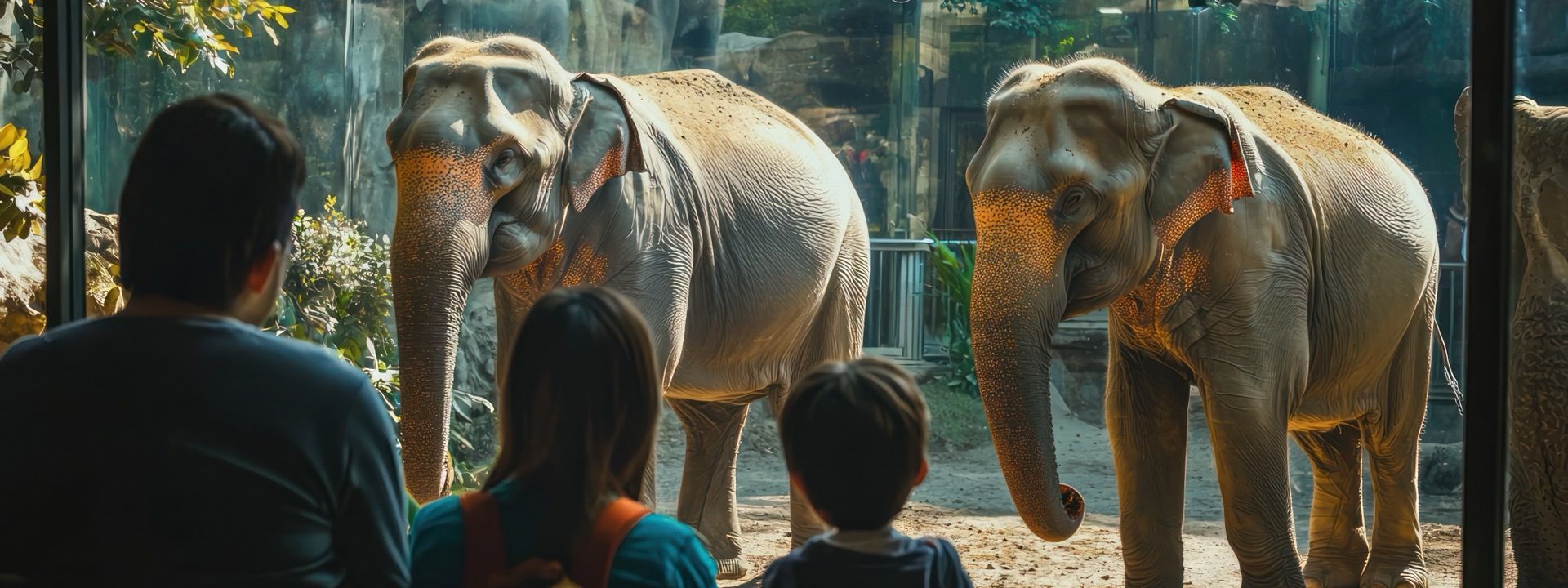 Visitors watching elephants at Zoo Negara