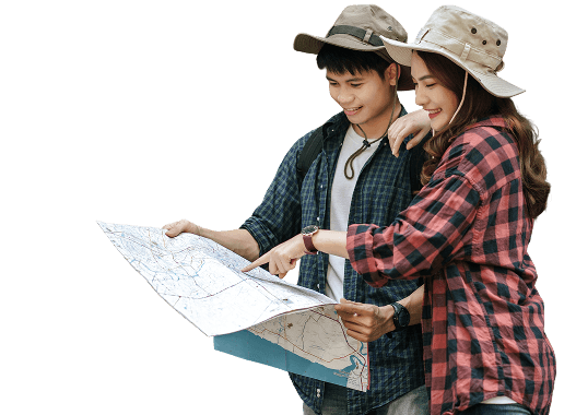 Couple checking map at Zoo Negara
